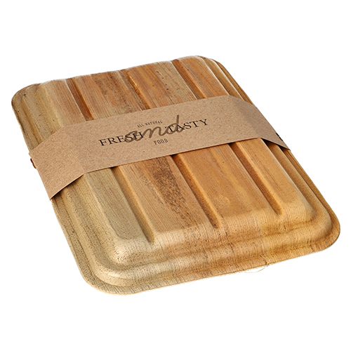 1200 Trays, Palmblatt "pure" 2-geteilt 400 ml 5,5 cm x 17,5 cm x 25,5 cm mit Deckel und Banderole