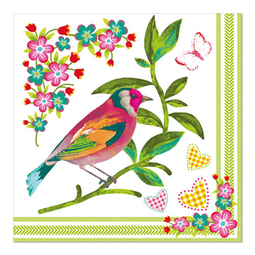 20 Servietten, 3-lagig 1/4-Falz 33 cm x 33 cm "Birdie" 22800 Servietten, 3-lagig 1/4-Falz 33 cm x 33 cm "Birdie"