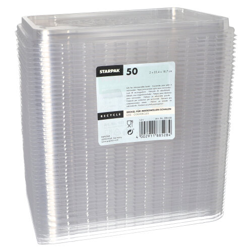 50 Deckel für Mikrowellenschalen 2 cm x 23,4 cm x 18,7 cm transparent 3600 Deckel für Mikrowellenschalen 2 cm x 23,4 cm x 18,7 cm transparent