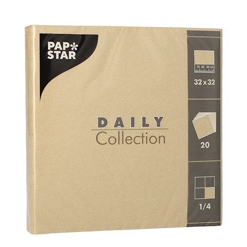 25200 Servietten "DAILY Collection" 1/4-Falz 32 cm x 32 cm sand