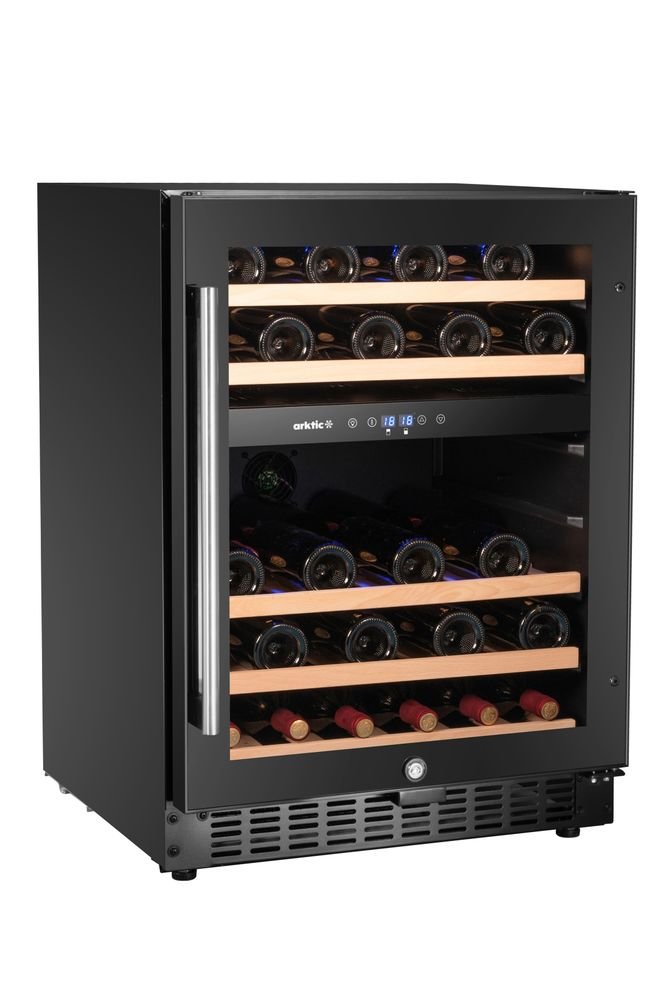 Weinkühler, 2 Zonen, 46 Flaschen, Arktic, Schwarz, 570x595x(H)820mm Weinkühler, 2 Zonen, 46 Flaschen, Arktic, Schwarz, 570x595x(H)820mm