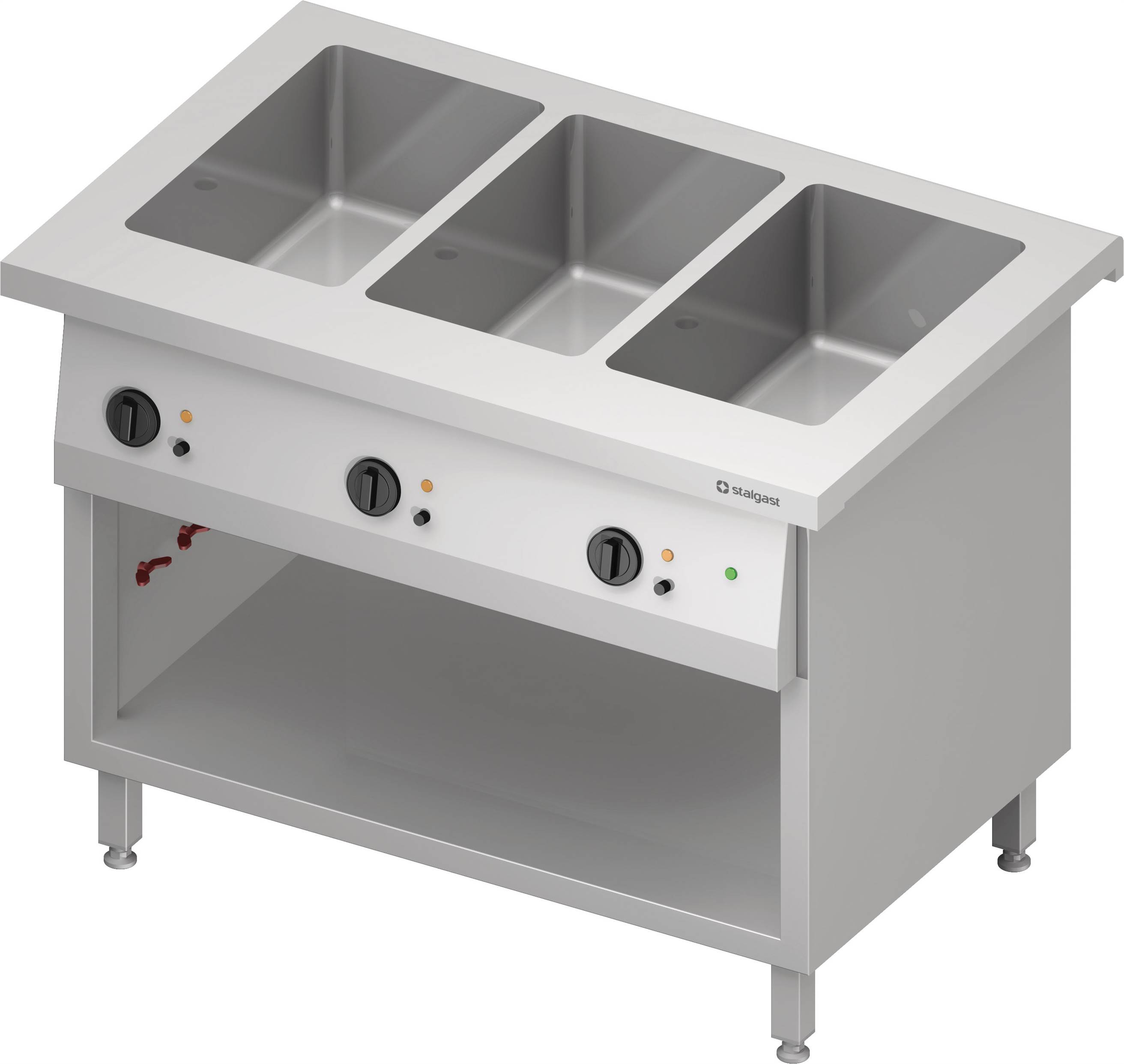 Bain-Marie-Station "Free Flow" 3x GN1/1-Becken, 1132x750x880 mm Edelstahlabdeckung Bain-Marie-Station "Free Flow" 3x GN1/1-Becken, 1132x735x880 mm Granitabdeckung "Standard G1"