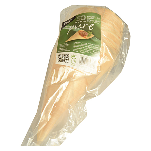 14000 Fingerfood - Spitztüten, Holz "pure" Ø 11 cm · 21 cm