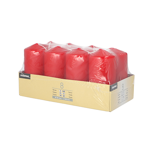 2304 Stumpenkerzen Ø 50 mm · 100 mm rot