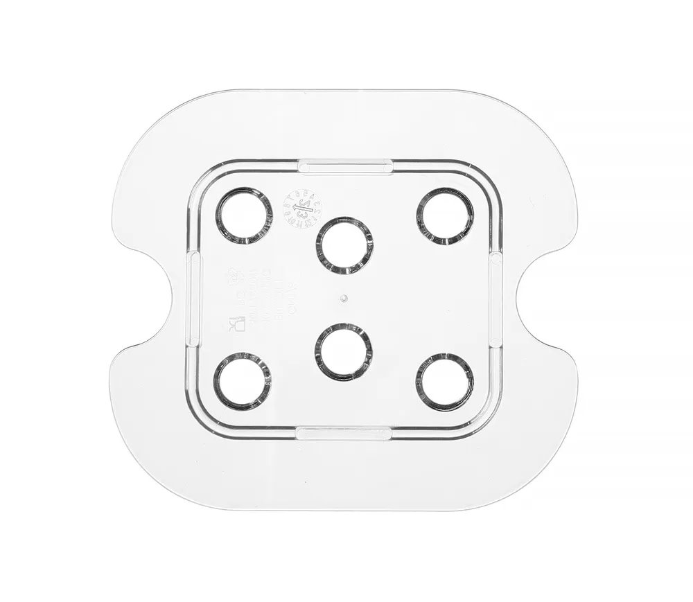 Perforiertes Abtropfgitter für Gastronorm-Behälter aus Polycarbonat, Profi Line, GN 1/6, Transparent, 118x106mm