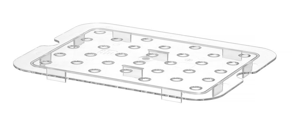 Perforiertes Abtropfgitter für Gastronorm-Behälter aus Polycarbonat, HENDI, Profi Line, GN 1/2, Transparent, 265x206mm