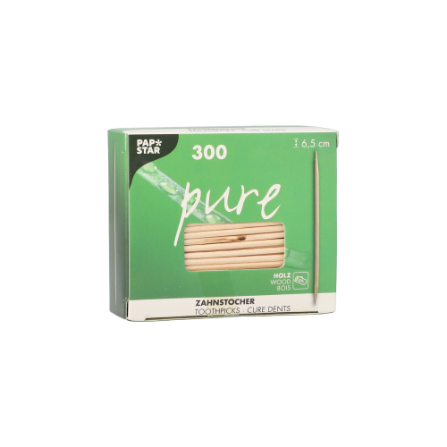 300 Zahnstocher, Holz "pure" rund 6,5 cm 1296000 Zahnstocher, Holz "pure" rund 6,5 cm