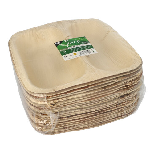 1800 Siegelschalen Palmblatt "pure" eckig 700 ml 4 cm x 25 cm x 26 cm 2-geteilt
