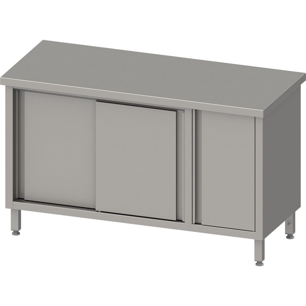 Arbeitsschrank mit Schiebetüren 2000x700x850 mm, mit Flügeltürschrank rechts, ohne Aufkantung, verschweißt