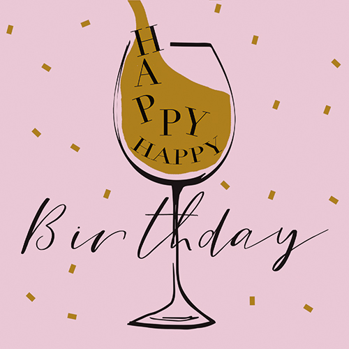 360 Servietten, 3-lagig 1/4-Falz 33 cm x 33 cm rosa "Happy Birthday"