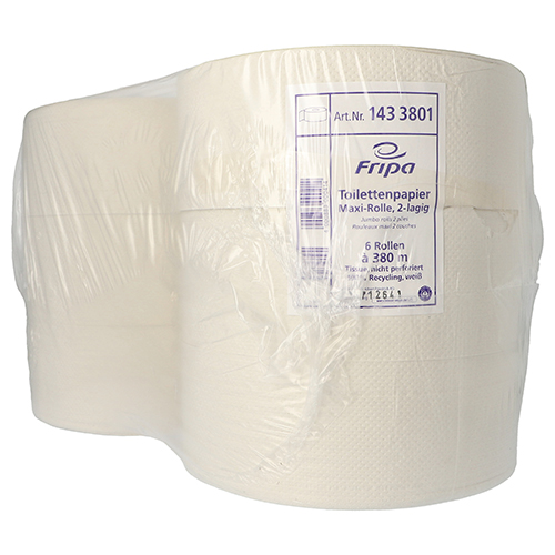 108 Rollen Toilettenpapier, 2-lagiges Tissue Ø 26 cm · 380 m x 10 cm weiss "Maxi Rollen"