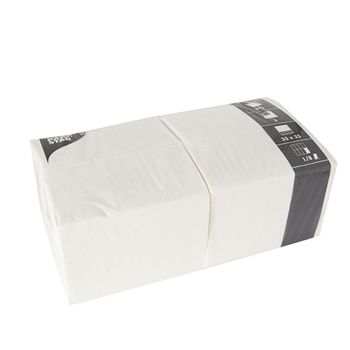 24000 Servietten, 3-lagig 1/8-Falz 33 cm x 33 cm weiss