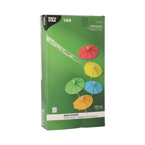 1728 Deko-Picker 10 cm farbig sortiert "Eisschirmchen uni" 103680 Deko-Picker 10 cm farbig sortiert "Eisschirmchen uni"