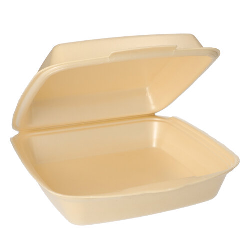 1600 Menüboxen mit Klappdeckel, XPS ungeteilt 7,5 cm x 22,5 cm x 22 cm beige laminiert