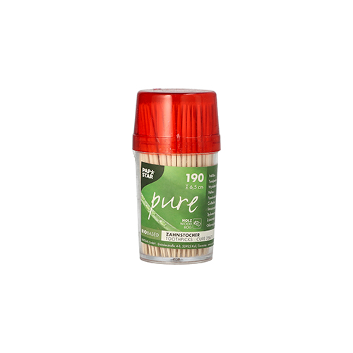 984960 Zahnstocher, Holz "pure" rund 6,5 cm im Spender