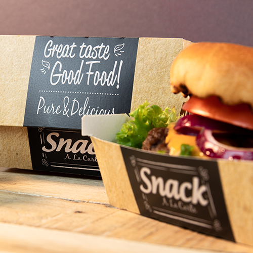 4000 Burgerboxen, Pappe "pure" 8,5 cm x 15,5 cm x 15,5 cm "Good Food" XXL