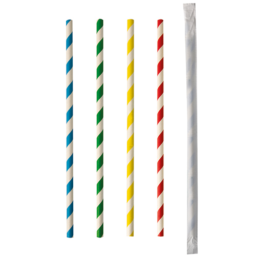 1000 Trinkhalme, Papier Ø 6 mm · 20 cm farbig sortiert "Stripes" einzeln gehüllt 60000 Trinkhalme, Papier Ø 6 mm · 20 cm farbig sortiert "Stripes" einzeln gehüllt