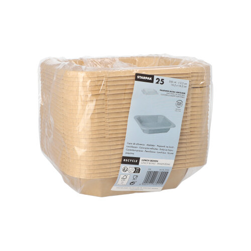 3600 Lunchboxen, Pappe eckig 500 ml 3,3 cm x 16,2 cm x 16,2 cm braun