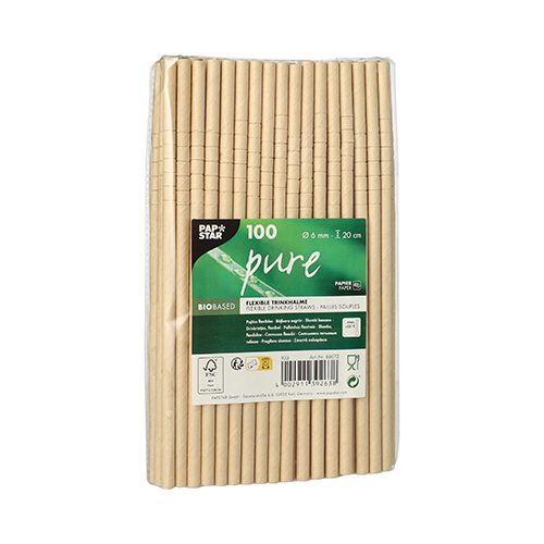 90000 Trinkhalme Papier "pure" Ø 6 mm · 20 cm braun flexibel