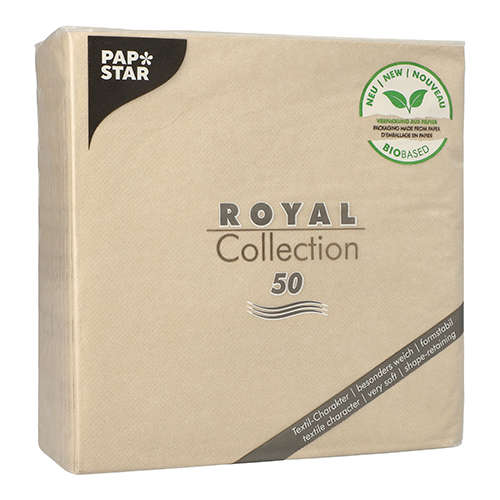 12500 Servietten "ROYAL Collection" 1/4-Falz 40 cm x 40 cm sand in Papierverpackung