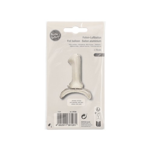 3840 Folienluftballon 73 cm silber "1" stehend