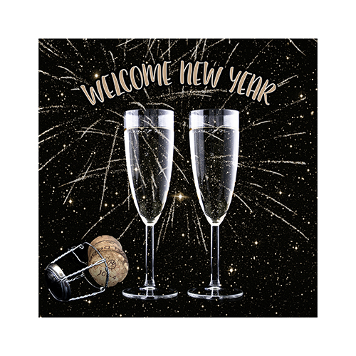 20 Servietten, 3-lagig 1/4-Falz 25 cm x 25 cm "Welcome New Year" 280 Servietten, 3-lagig 1/4-Falz 25 cm x 25 cm "Welcome New Year"