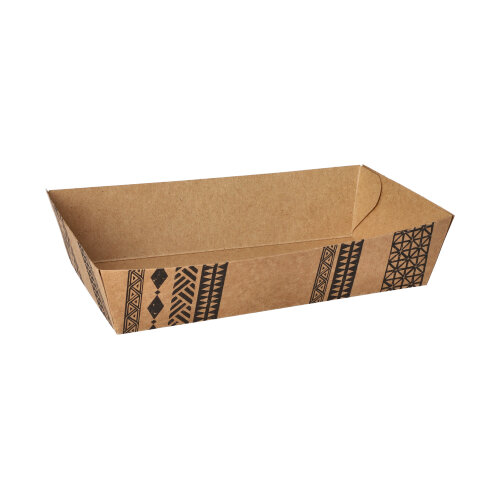 480 Snacktrays, Pappe 3,8 cm x 8,5 cm x 15,5 cm braun "Maori" extra groß 9600 Snacktrays, Pappe 3,8 cm x 8,5 cm x 15,5 cm braun "Maori" extra groß