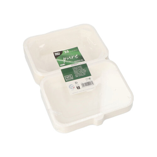 5000 Menüboxen, Zuckerrohr "pure" ungeteilt 6 cm x 18 cm x 12,5 cm weiss