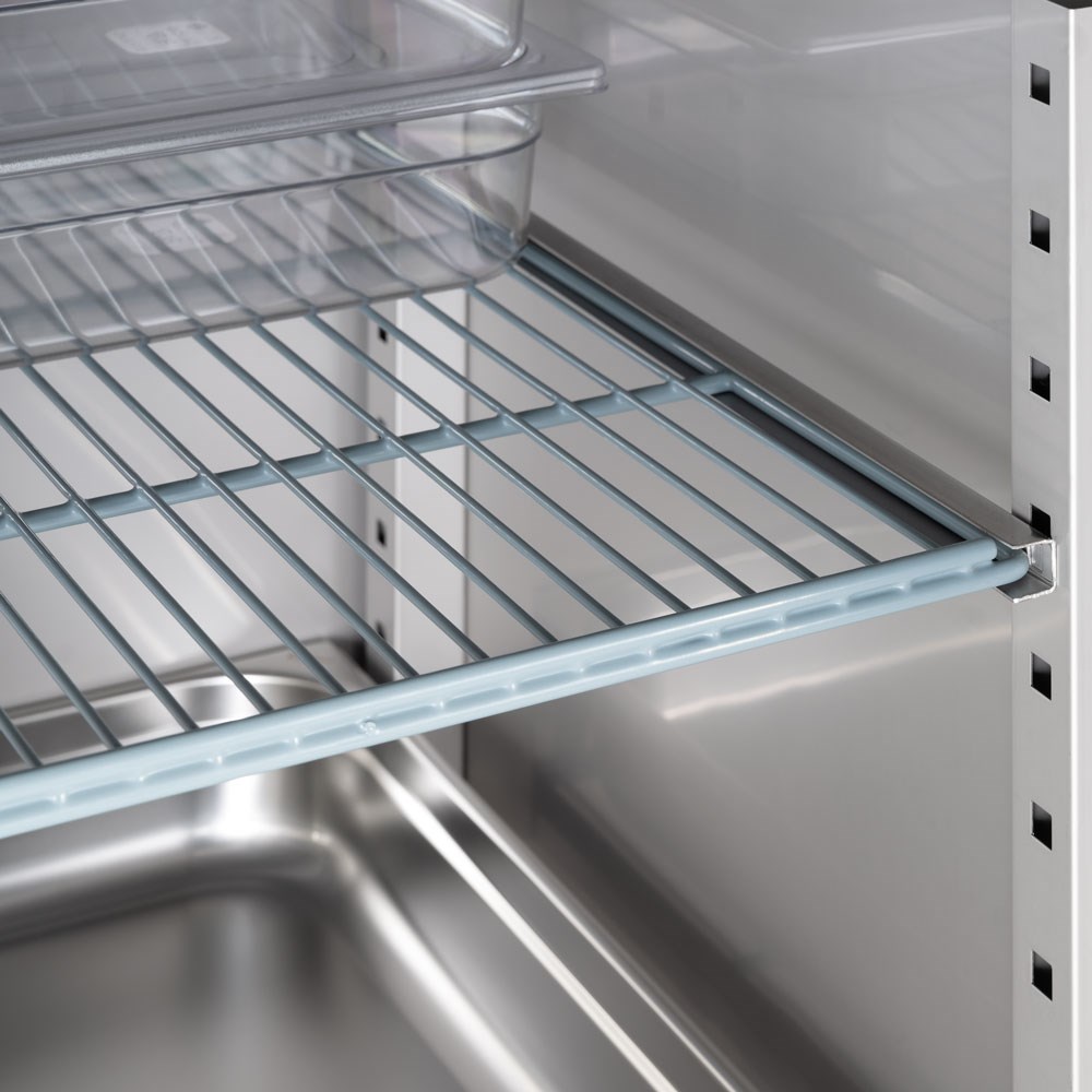 Doppeltür-Kühlschrank, Edelstahl, GN 2/1, 1480x830x2010 mm (BxTxH), 0,44 kW