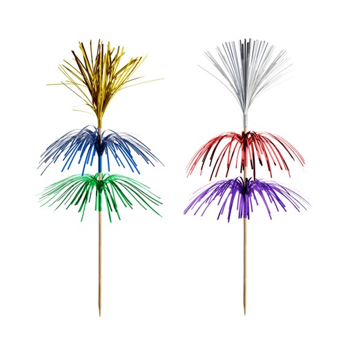 72000 Deko-Picker 18 cm farbig sortiert "Feuerwerk" 3-lagig