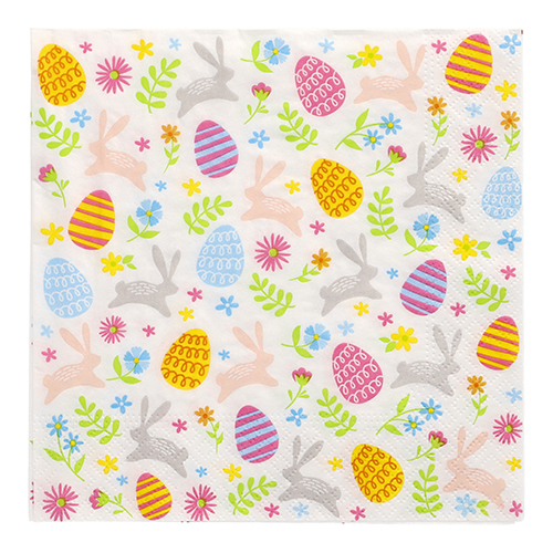 21600 Servietten, 3-lagig 1/4-Falz 33 cm x 33 cm "Happy Easter"