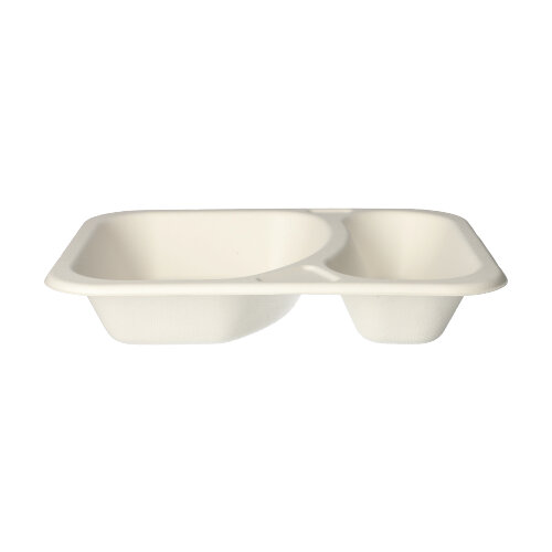 9600 Siegelschalen, Zuckerrohr 2-geteilt 825 ml 4,2 cm x 18,5 cm x 23,5 cm weiss
