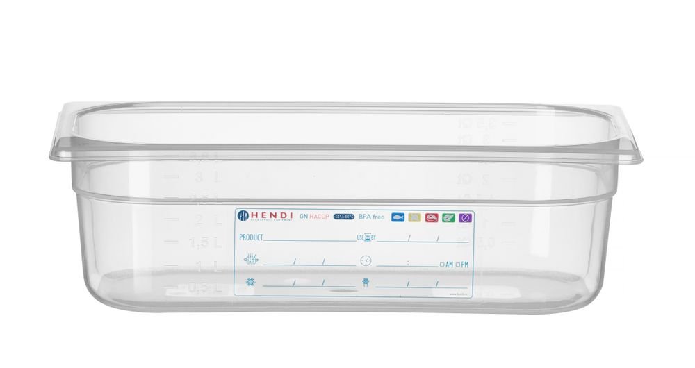 Gastronorm-Behälter 1/3, HENDI, GN 1/3, 4L, Transparent, 325x176x(H)100mm