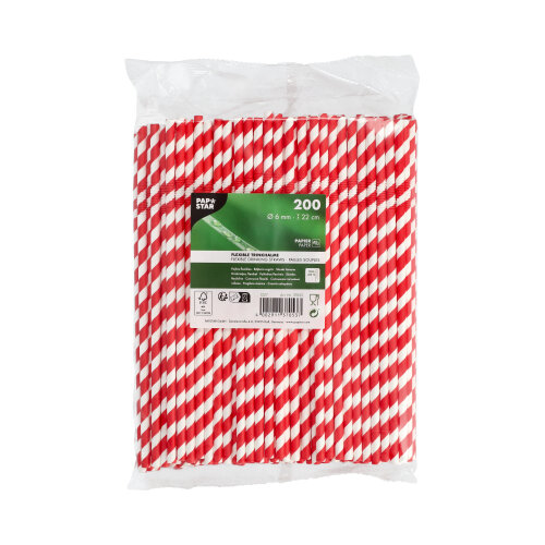 1000 Trinkhalme Papier Ø 6 mm · 22 cm rot/weiss "Stripes" flexibel 84000 Trinkhalme Papier Ø 6 mm · 22 cm rot/weiss "Stripes" flexibel
