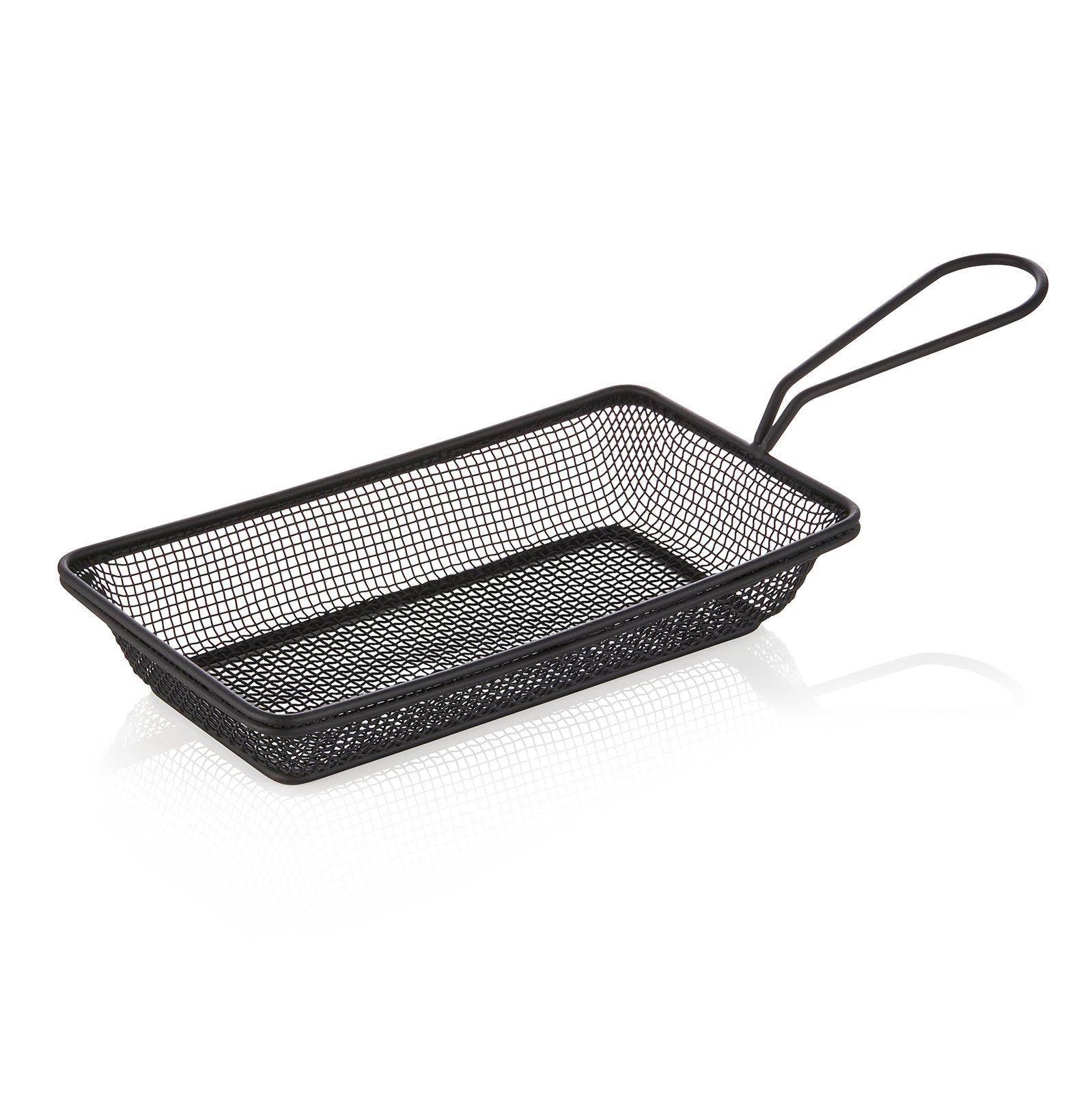 Servier- und Frittierkorb, 22 x 12,5 x 4 cm, schwarz pulverbeschichtet, Chromnickelstahl Servier- und Frittierkorb, 22 x 12,5 x 4 cm, schwarz pulverbeschichtet, Chromnickelstahl