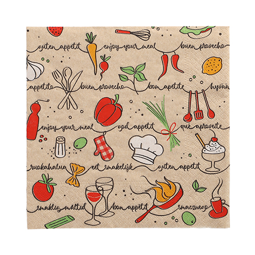 20 Servietten, 3-lagig 1/4-Falz 33 cm x 33 cm ! natur "Enjoy your meal" aus recyceltem Papier 22800 Servietten, 3-lagig 1/4-Falz 33 cm x 33 cm ! natur "Enjoy your meal" aus recyceltem Papier
