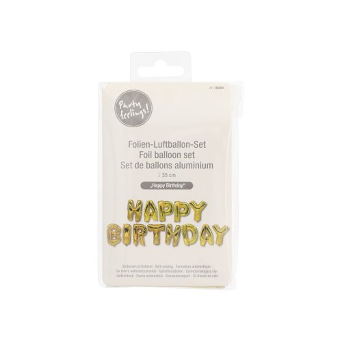 2280 Folienluftballon-Set gold "Happy Birthday"