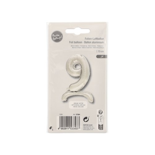 3840 Folienluftballon 73 cm silber "9" stehend