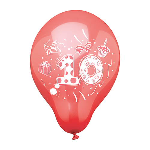 20160 Zahlenluftballons Ø 25 cm farbig sortiert "10"
