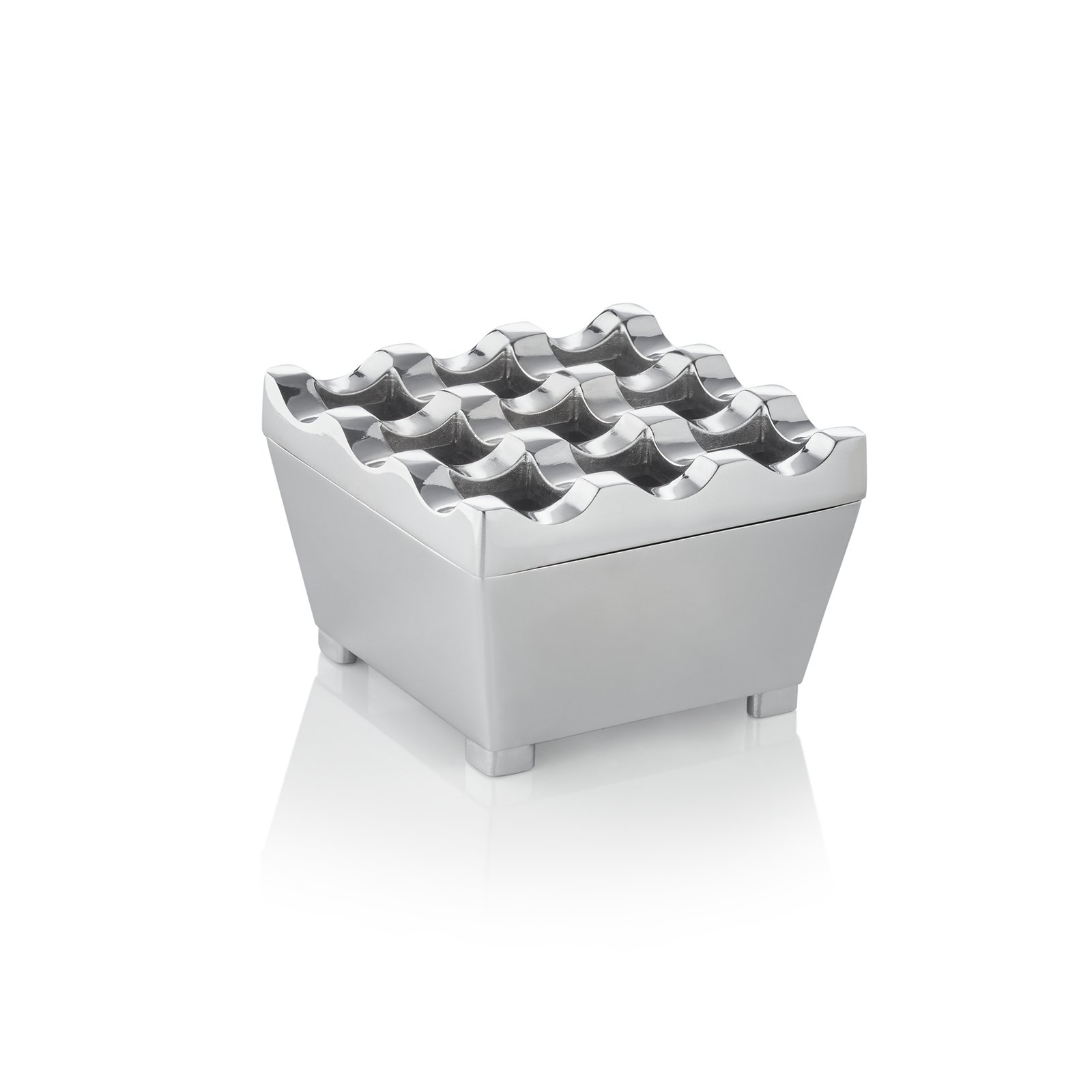 Windaschenbecher, 7,5 x 7,5 x 4,5 cm, verchromt, Zinkguss