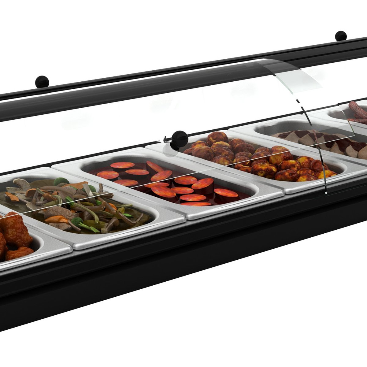 Buffet-Warmhaltevitrine Baño Maria 6 Mit Frontklappen zur Selbstbedienung