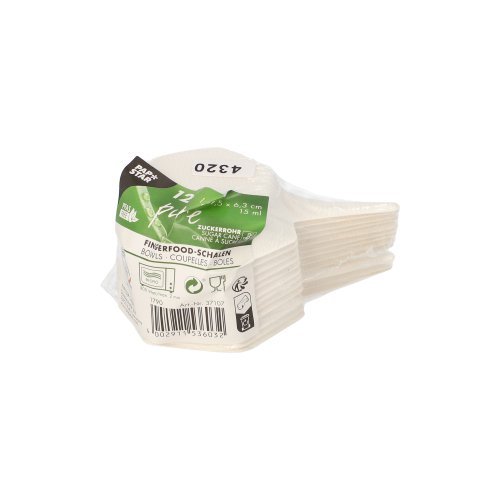 39312 Fingerfood - Schalen Zuckerrohr "pure" 15 ml 1,5 cm x 9,5 cm x 6,3 cm weiss "Hexagon"