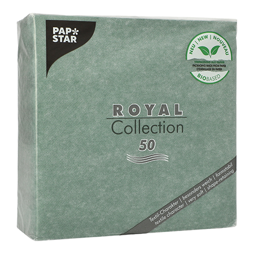12500 Servietten "ROYAL Collection" 1/4-Falz 40 cm x 40 cm dunkelgrün in Papierverpackung