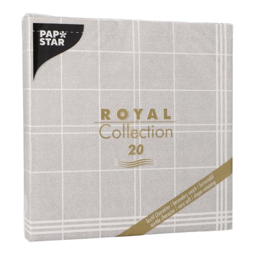 20 Servietten "ROYAL Collection" 1/4-Falz 40 cm x 40 cm grau "Kitchen Craft" 12000 Servietten "ROYAL Collection" 1/4-Falz 40 cm x 40 cm grau "Kitchen Craft"