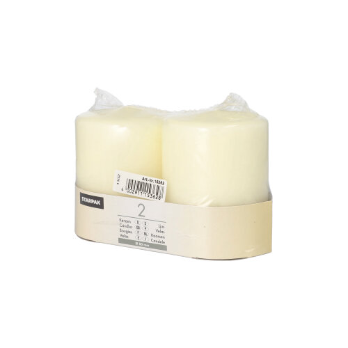 960 Stumpenkerzen Ø 80 mm · 100 mm elfenbein "Ivory" mit Flachkopf