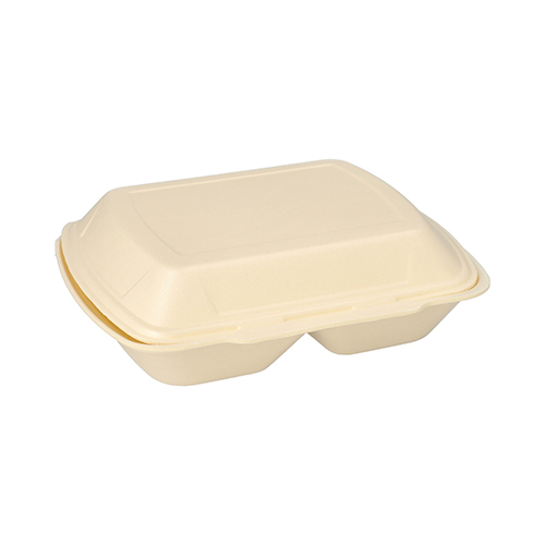 1600 Menüboxen mit Klappdeckel, XPS 2-geteilt 7,5 cm x 24,3 cm x 20,8 cm creme