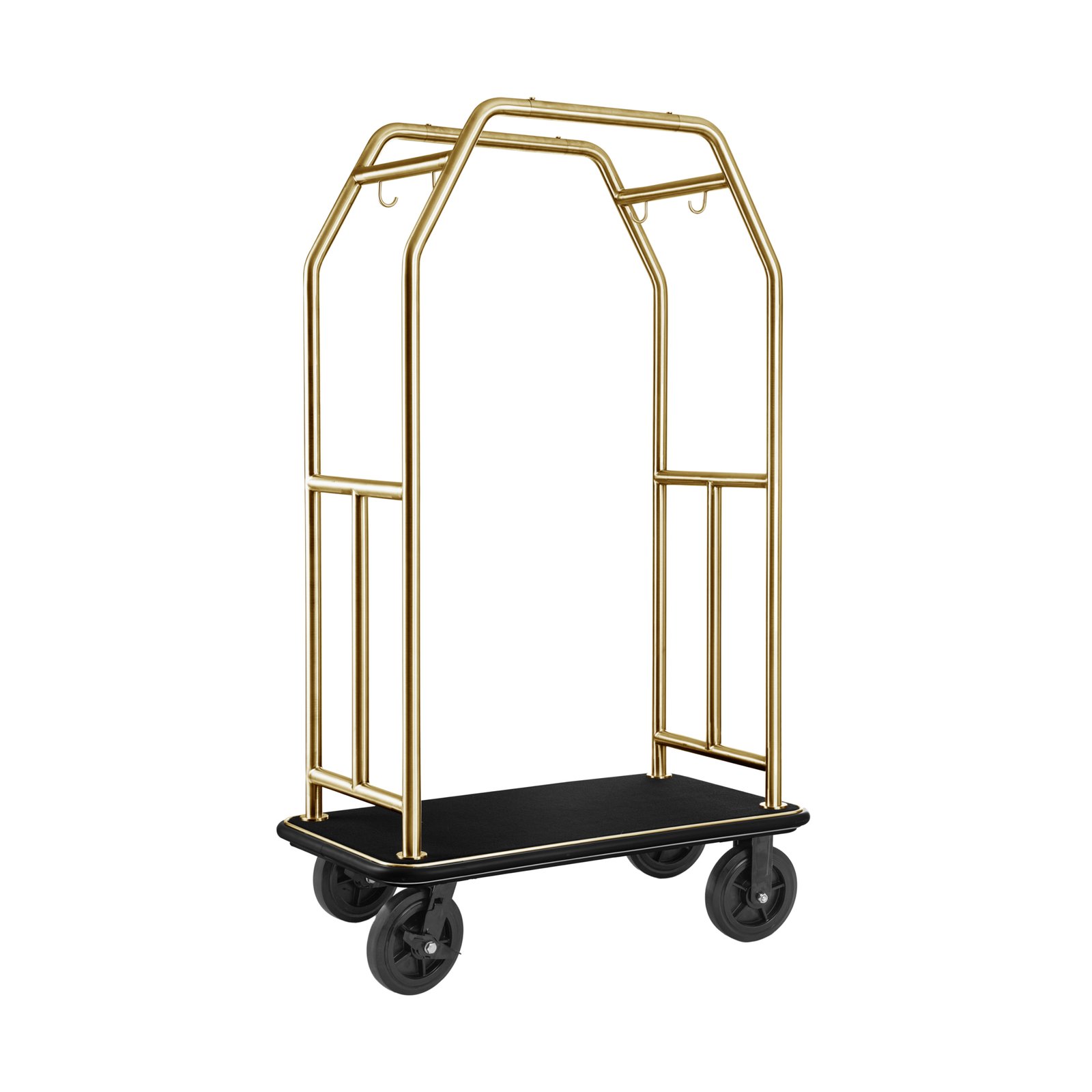 Gepäckwagen TRAVELLER, 112 x 60 x 185 cm, gold, schwarzer Teppich Gepäckwagen TRAVELLER, 112 x 60 x 185 cm, gold, schwarzer Teppich