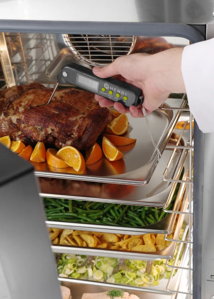 Thermometer mit einklappbarer Sonde, 160x40x(H)25mm Thermometer mit einklappbarer Sonde, 160x40x(H)25mm