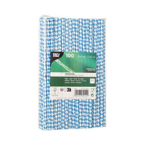 88000 Trinkhalme, Papier Ø 6 mm · 20 cm "Bayrisch Blau"