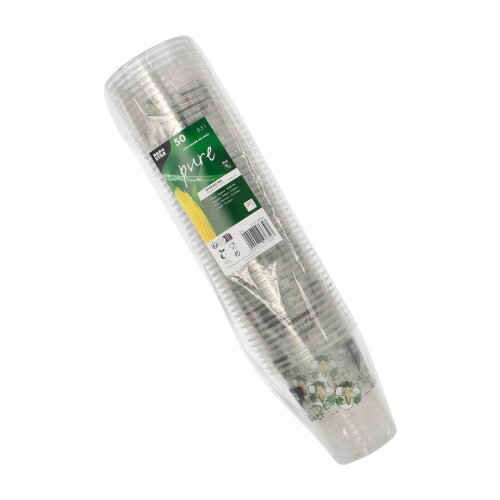 50 Trinkbecher PLA 0,3 l Ø 9,5 cm · 10,7 cm "Becher aus Mais" 19200 Trinkbecher PLA 0,3 l Ø 9,5 cm · 10,7 cm "Becher aus Mais"